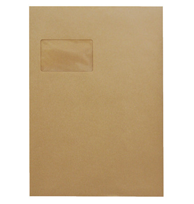 Versandtaschen 2087, C4, mit Fenster, selbstklebend, 90g, braun
