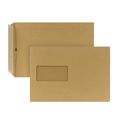 Versandtasche C5 mit Fenster haftklebend 90g braun