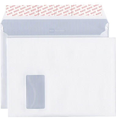 Faltentaschen documento 48684, lange Seite offen, C4+, mit Fenster, 20mm-Falte, haftklebend, 120g, weiß