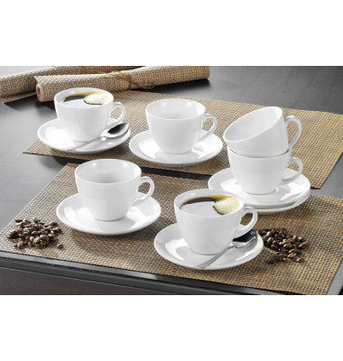 Kaffeetassen-Set Bistro 200ml weiß Porzellan 6 Paar