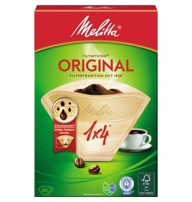 Kaffeefiltert&uuml;ten Original 1x4, Gr&ouml;&szlig;e 4, naturbraun