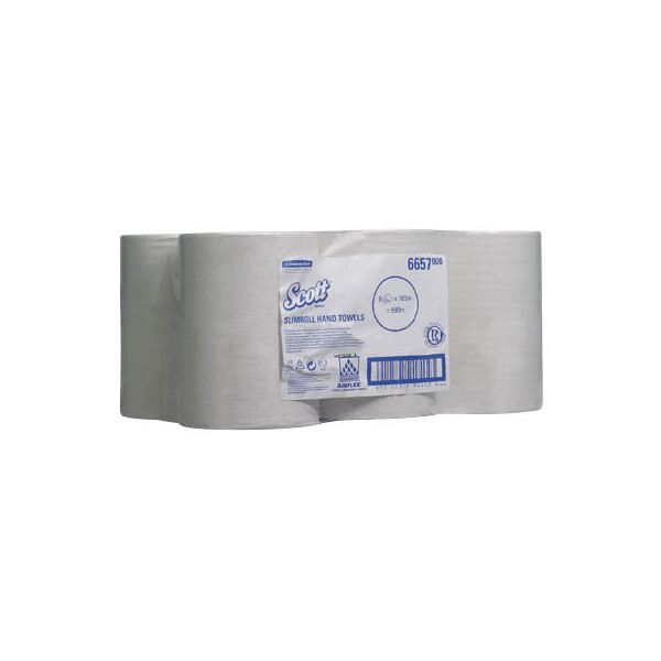 5027375040436 - Scott® Handtücher Slimroll 6657 1-lagig kompatibel mit diversen Kimberly-Clark™ Papierhandtuch-Spender Airflex 6 Rollen á 165 m weiß