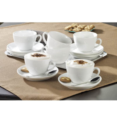 Cappuccinotassen-Set Bistro 300ml weiß Porzellan 6 Paar