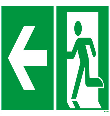 Piktogramm "Rettungsweg links" E001 300x150mm nicht klebend nachleuchtend Piktogramm "Rettungsweg links" E001 300x150mm nicht klebend nachleuchtend