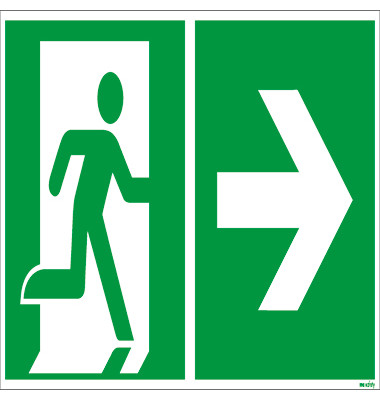 Piktogramm "Rettungsweg rechts" E002 300x150mm nicht klebend nachleuchtend Piktogramm "Rettungsweg rechts" E002 300x150mm nicht klebend nachleuchtend