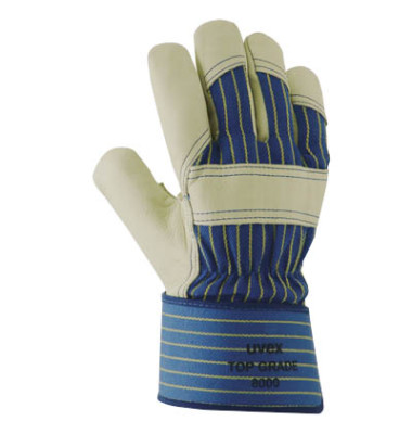 Schutzhandschuhe Top Grade 8000, Leder, beige/blau, Größe 9 / L