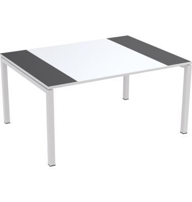 Schreibtisch, 75cm (H), 150x114cm (BxT), rechteckig, anthrazit/weiß / weiß
