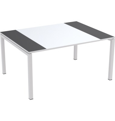Schreibtisch T150.13.13.11 anthrazit/weiß rechteckig 150x114 cm (BxT)