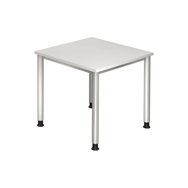 4032062139219 - Schreibtisch H-Serie manuell höhenverstellbar 68-76cm (H) 80x80cm (BxT) quadratisch weiß   silber 4032062139219 Hammerbache