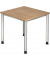 Schreibtisch, manuell höhenverstellbar, 68,5-81cm (H), 80x80cm (BxT), quadratisch, nussbaum / silber