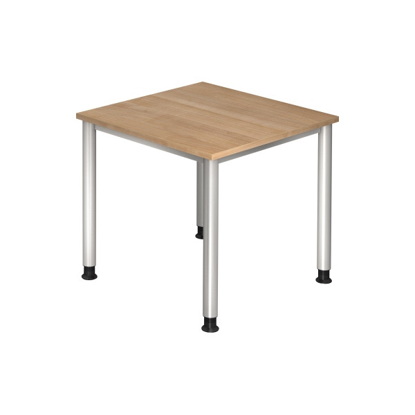 4032062139202 - Schreibtisch H-Serie manuell höhenverstellbar 68-81cm (H) 80x80cm (BxT) quadratisch nussbaum   silber 4032062139202 Hammerb