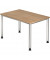 Schreibtisch, manuell höhenverstellbar, 68,5-81cm (H), 120x80cm (BxT), rechteckig, nussbaum / silber