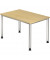 Schreibtisch, manuell höhenverstellbar, 68,5-81cm (H), 120x80cm (BxT), rechteckig, ahorn / silber