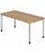 Schreibtisch, manuell höhenverstellbar, 68,5-81cm (H), 160x80cm (BxT), rechteckig, nussbaum / silber