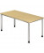Schreibtisch, manuell höhenverstellbar, 68,5-81cm (H), 160x80cm (BxT), rechteckig, ahorn / silber