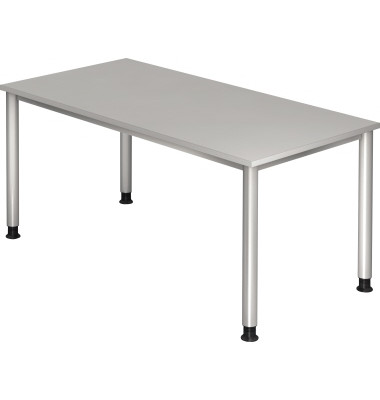 Schreibtisch, manuell höhenverstellbar, 68,5-81cm (H), 160x80cm (BxT), rechteckig, grau / silber