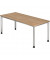 Schreibtisch, manuell höhenverstellbar, 68,5-81cm (H), 180x80cm (BxT), rechteckig, nussbaum / silber