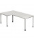Schreibtisch, manuell höhenverstellbar, 68-76cm (H), 200x120cm (BxT), L-Form, weiß / silber