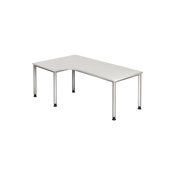 4032062139523 - Schreibtisch VHS82 W S manuell höhenverstellbar 68-76cm (H) 200x120cm (BxT) L-Form weiß   Silber 4032062139523 Hammerbacher