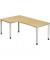 Schreibtisch, manuell höhenverstellbar, 68-76cm (H), 200x120cm (BxT), L-Form, ahorn / silber