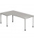 Schreibtisch, manuell höhenverstellbar, 68-76cm (H), 200x120cm (BxT), L-Form, grau / silber