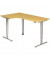 Sitz-Steh-Schreibtisch, elektrisch höhenverstellbar, 63,5-128,5cm (H), 200x120cm (BxT), L-Form, buche / silber