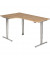Sitz-Steh-Schreibtisch, elektrisch höhenverstellbar, 63,5-128,5cm (H), 200x120cm (BxT), L-Form, nussbaum / silber