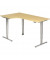 Sitz-Steh-Schreibtisch, elektrisch höhenverstellbar, 63,5-128,5cm (H), 200x120cm (BxT), L-Form, ahorn / silber