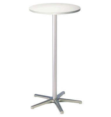 Stehtisch 109cm (H), Ø 60cm (BxT), rund, weiß / silber