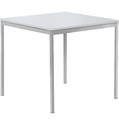 Konferenztisch Line, 72cm (H), 80x80cm (BxT), quadratisch, lichtgrau / silber