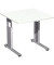 Schreibtisch Flex, manuell höhenverstellbar, 68-82cm (H), 80x80cm (BxT), quadratisch, weiß / silber