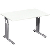 Schreibtisch Flex, manuell höhenverstellbar, 68-82cm (H), 120x80cm (BxT), rechteckig, weiß / silber