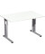 Schreibtisch Flex, manuell höhenverstellbar, 68-82cm (H), 120x80cm (BxT), rechteckig, weiß / silber