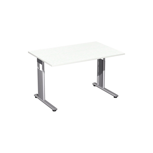 4038933477602 - Schreibtisch Flex S-617102-WS manuell höhenverstellbar 68-82cm (H) 120x80cm (BxT) rechteckig weiß   Silber 4038933477602 Ger