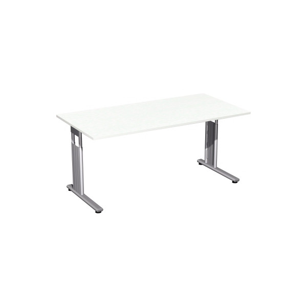 4038933477619 - Schreibtisch Flex S-617103-WS manuell höhenverstellbar 68-82cm (H) 160x80cm (BxT) rechteckig weiß   Silber 4038933477619 Ger