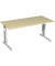 Schreibtisch Flex, manuell höhenverstellbar, 68-82cm (H), 160x80cm (BxT), rechteckig, ahorn / silber