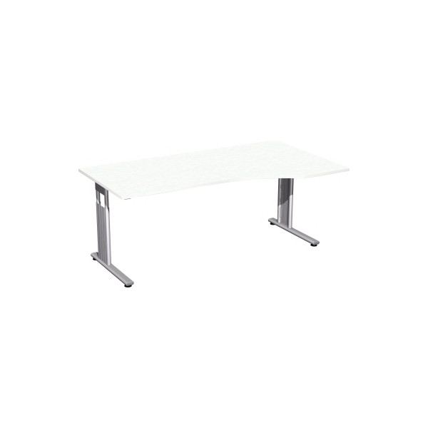 4038933477626 - Schreibtisch Flex S-617305-WS manuell höhenverstellbar 68-82cm (H) 180cmx80 100cm (BxT) Freiform weiß   silber 403893347762