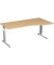 Schreibtisch Flex, manuell höhenverstellbar, 68-82cm (H), 180x100cm (BxT), Freiform, buche / silber