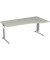 Schreibtisch Flex, manuell h&ouml;henverstellbar, 68-82cm (H), 180x80/100cm (BxT), Freiform, grau / silber