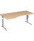 Schreibtisch Flex, manuell höhenverstellbar, 68-82cm (H), 180x100cm (BxT), Freiform, buche / silber