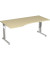 Schreibtisch Flex, manuell höhenverstellbar, 68-82cm (H), 180x100cm (BxT), Freiform, ahorn / silber