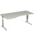 Schreibtisch Flex, manuell h&ouml;henverstellbar, 68-82cm (H), 180x80/100cm (BxT), Freiform, grau / silber