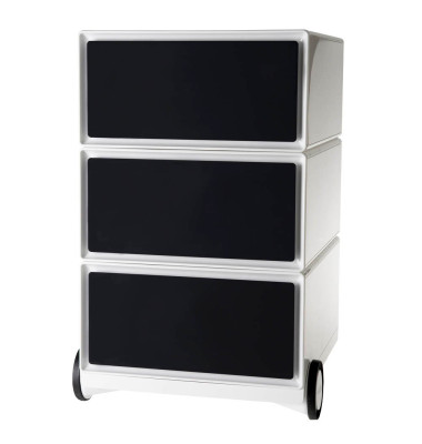 Rollcontainer EasyBox EBGHX3.01 Kunststoff schwarz/weiß, 3 normale Schubladen