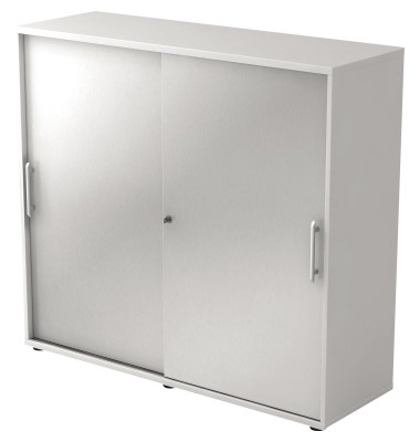 Aktenschrank BETA V1753S/W/S/RE, Holz abschließbar, 3 OH, 120 x 110 x 40 cm, silber/weiß