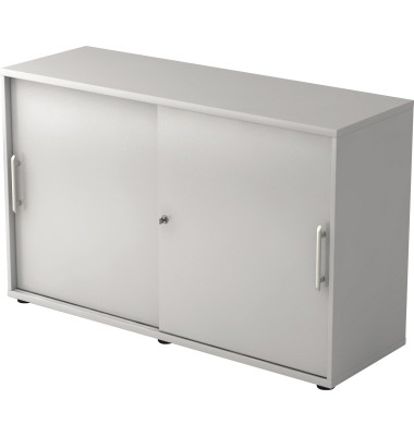 Aktenschrank BETA V1752S/5/5/RE, Holz abschließbar, 2 OH, 120 x 74,8 x 40 cm, lichtgrau