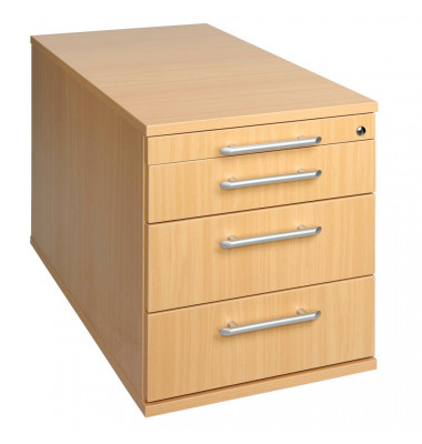 Rollcontainer Solid VTC30/6/6/RE Holz buche, 3 normale Schubladen, mit extra Utensilienauszug, abschließbar