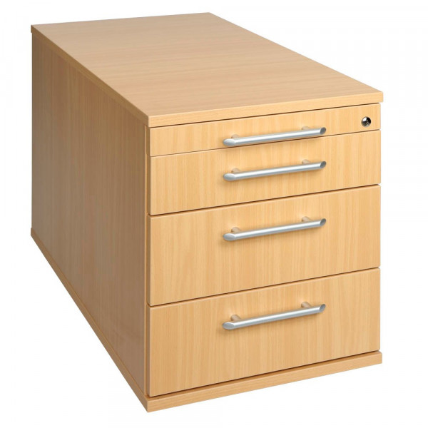 4032062121672 - Rollcontainer Solid VTC30 6 6 RE Holz buche 3 normale Schubladen mit extra Utensilienauszug abschließbar 4032062121672 Hammer