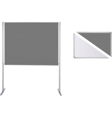 Stellwand 747528 200x120cm Filz/Whiteboard Stabfu&szlig; ws/gr