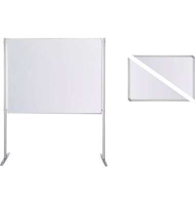 Stellwand 747508 200x120cm beids. Whiteboard Stabfu&szlig; wei&szlig;