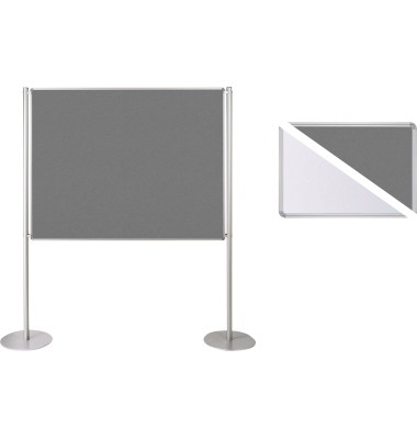Stellwand 749228 150x120cm Filz/Whiteboard Tellerfu&szlig; ws/gr